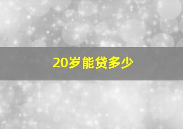 20岁能贷多少