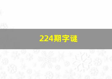 224期字谜