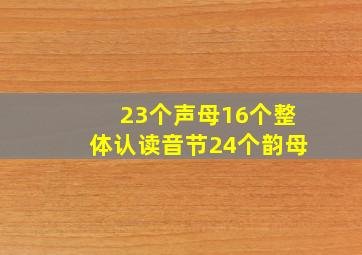 23个声母16个整体认读音节24个韵母