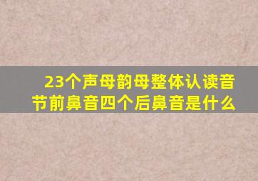 23个声母韵母整体认读音节前鼻音四个后鼻音是什么