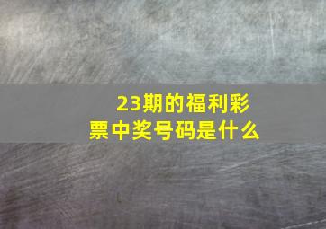 23期的福利彩票中奖号码是什么