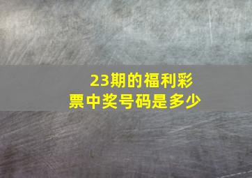 23期的福利彩票中奖号码是多少