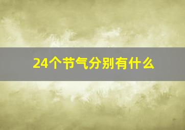 24个节气分别有什么