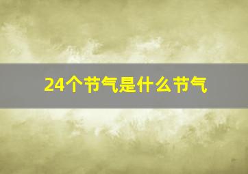 24个节气是什么节气