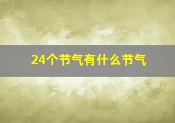 24个节气有什么节气