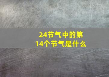 24节气中的第14个节气是什么