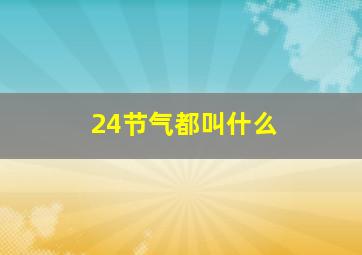 24节气都叫什么