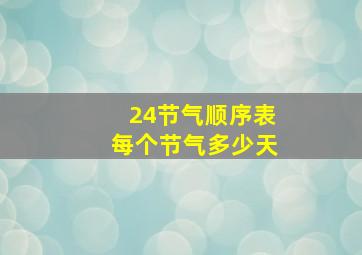 24节气顺序表每个节气多少天