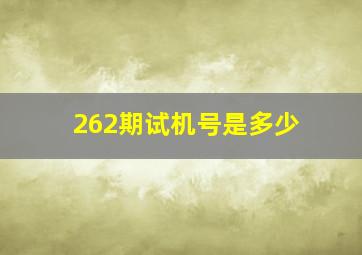 262期试机号是多少