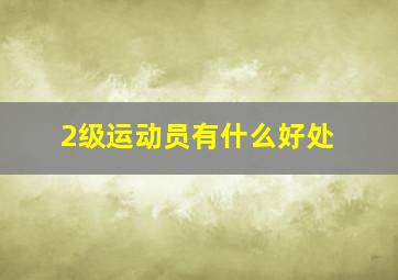 2级运动员有什么好处