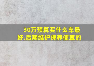 30万预算买什么车最好,后期维护保养便宜的