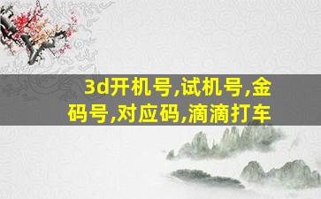 3d开机号,试机号,金码号,对应码,滴滴打车