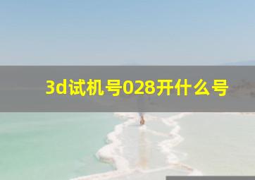 3d试机号028开什么号