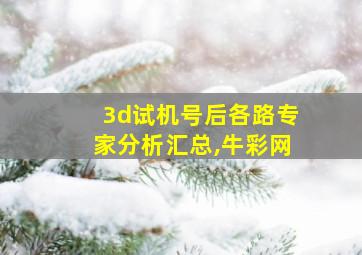 3d试机号后各路专家分析汇总,牛彩网