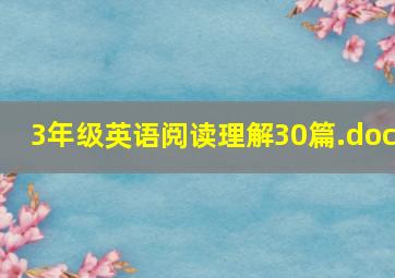 3年级英语阅读理解30篇.doc