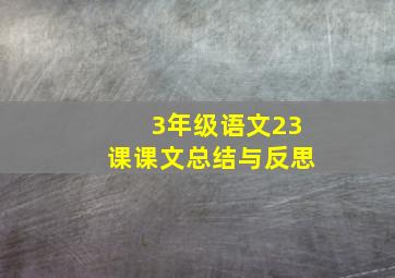 3年级语文23课课文总结与反思