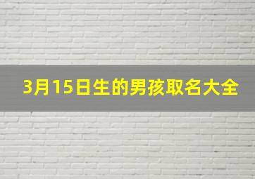 3月15日生的男孩取名大全