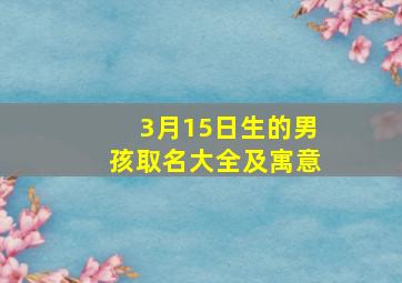 3月15日生的男孩取名大全及寓意