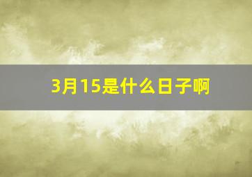 3月15是什么日子啊