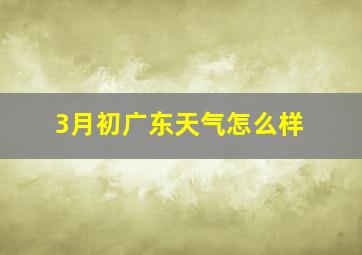 3月初广东天气怎么样