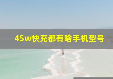 45w快充都有啥手机型号