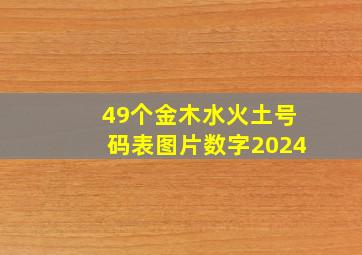 49个金木水火土号码表图片数字2024