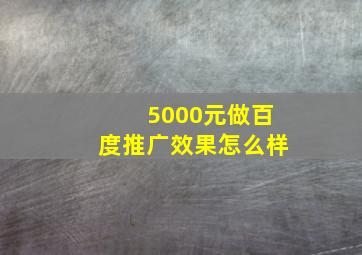 5000元做百度推广效果怎么样