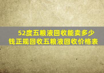 52度五粮液回收能卖多少钱正规回收五粮液回收价格表