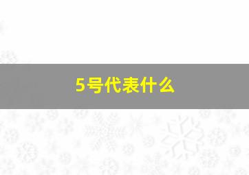 5号代表什么