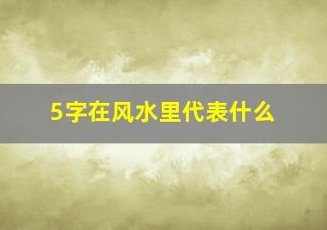 5字在风水里代表什么