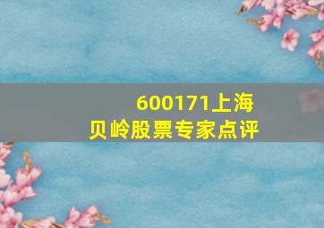 600171上海贝岭股票专家点评