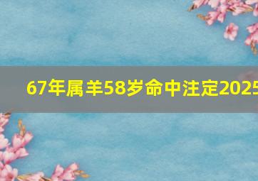 67年属羊58岁命中注定2025