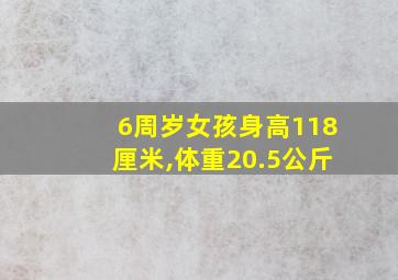 6周岁女孩身高118厘米,体重20.5公斤