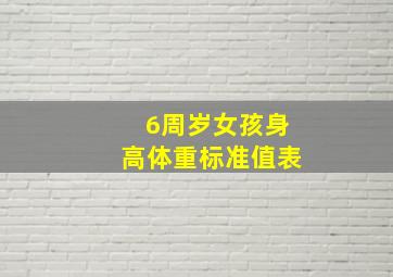 6周岁女孩身高体重标准值表