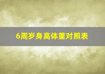 6周岁身高体重对照表