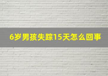 6岁男孩失踪15天怎么回事