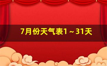 7月份天气表1～31天