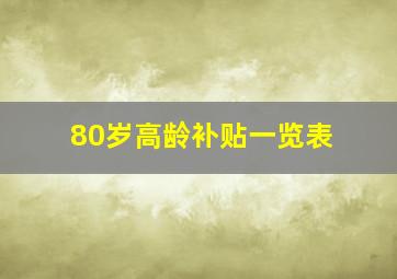 80岁高龄补贴一览表