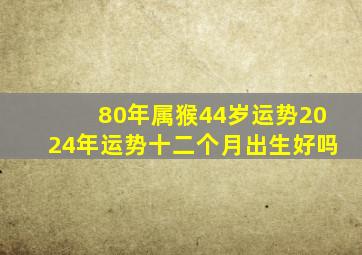 80年属猴44岁运势2024年运势十二个月出生好吗