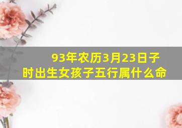 93年农历3月23日子时出生女孩子五行属什么命