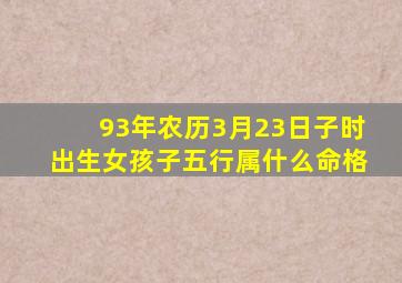 93年农历3月23日子时出生女孩子五行属什么命格