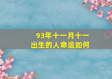 93年十一月十一出生的人命运如何