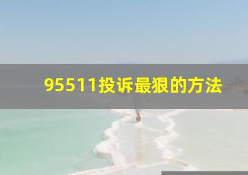 95511投诉最狠的方法