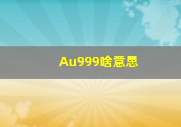 Au999啥意思