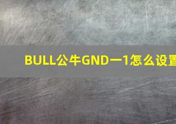 BULL公牛GND一1怎么设置