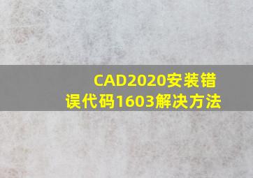 CAD2020安装错误代码1603解决方法