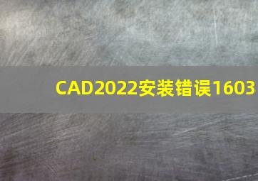 CAD2022安装错误1603