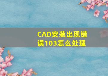 CAD安装出现错误103怎么处理