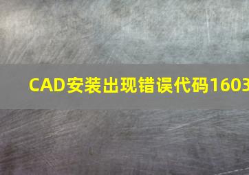 CAD安装出现错误代码1603