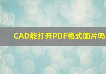 CAD能打开PDF格式图片吗